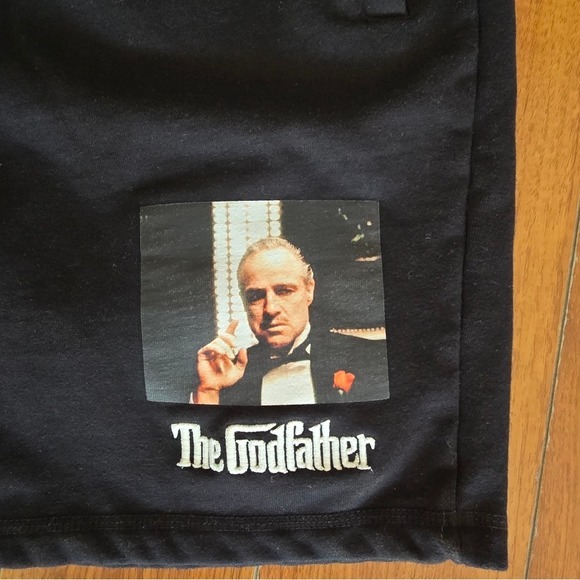 The Godfather Shoe Palace Black‎ Graphic Sweat Shorts Mens Size 2XL - Picture 2 of 6